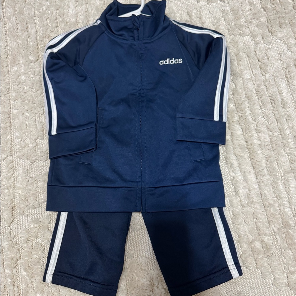 Adidas Dark Blue Tracksuit with White Accents